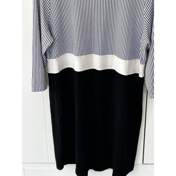 J.Jill Striped Colorblock Dress Size Large Blue White Black Classic Women's - Picture 3 of 9